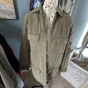 Willow and Clay military style Jacket boho beading